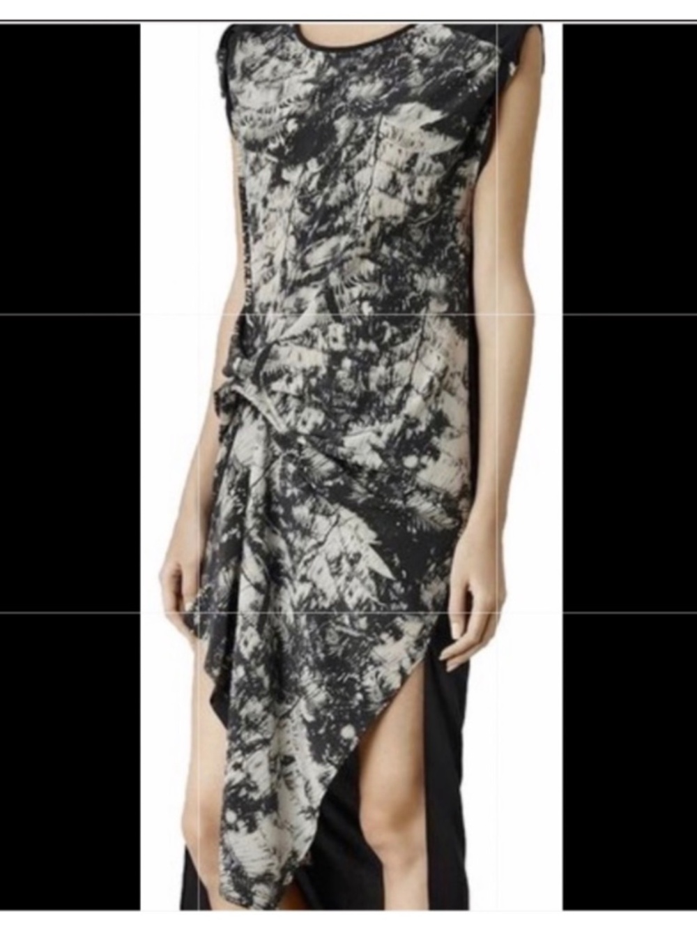 100% Silk AllSaints Riviera Shade Abstract print dress Sz 6